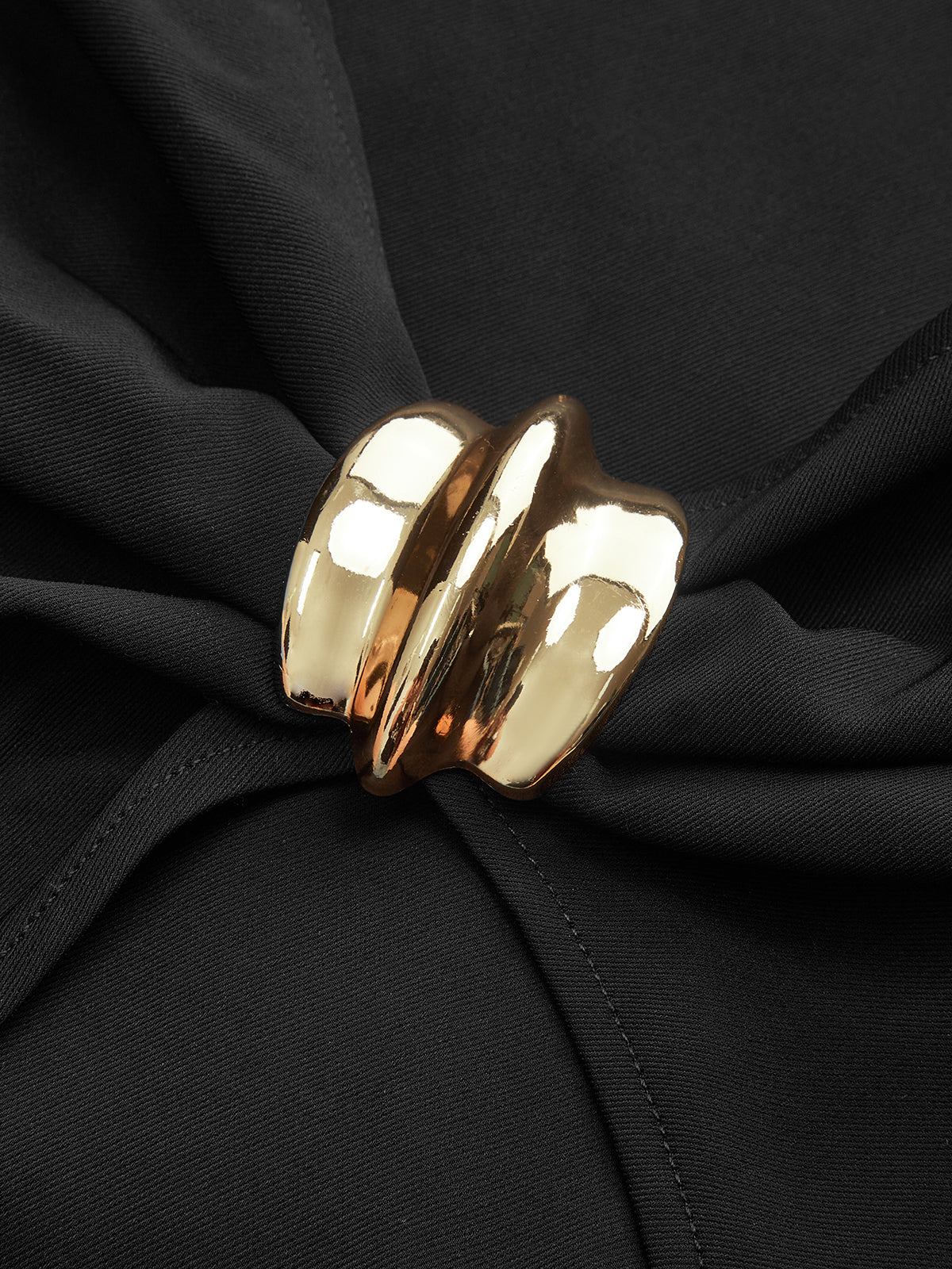 Mock Neck Mini Dress with Metal Buckle Detail-Chicvia