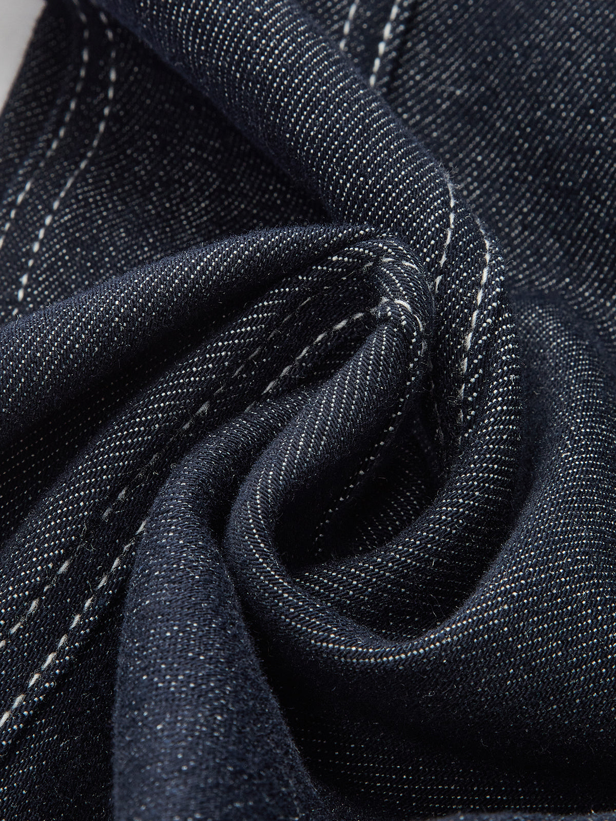 Denim Contrast-Stitch Pants with Belt-Chicvia