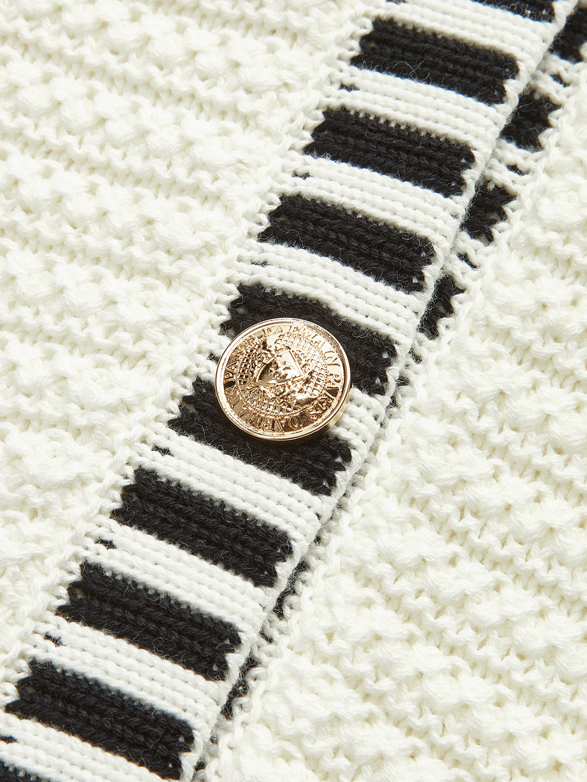 Button Striped Trim Knit Vest-Chicvia