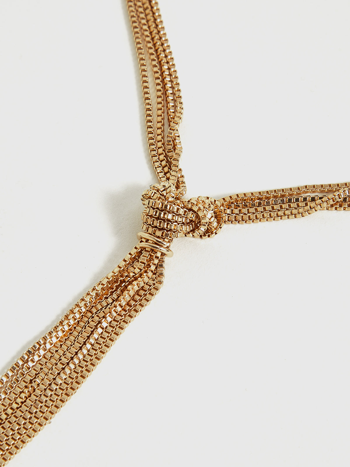 Golden Knotted Y-Shaped Necklace-Chicvia
