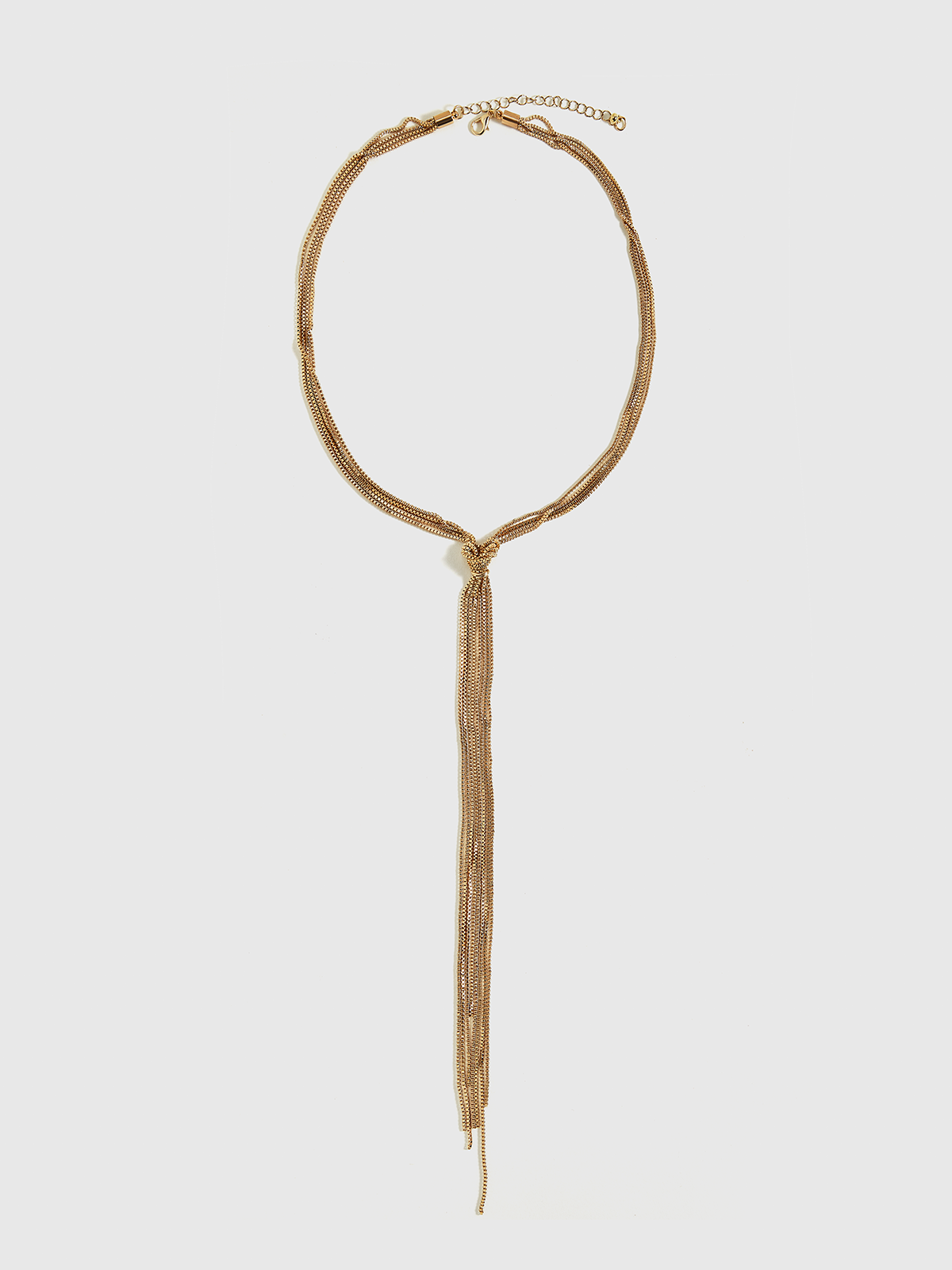 Golden Knotted Y-Shaped Necklace-Chicvia