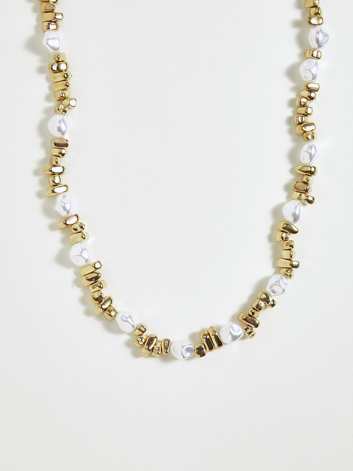 Pearl & Gold Beaded Choker Necklace-Chicvia