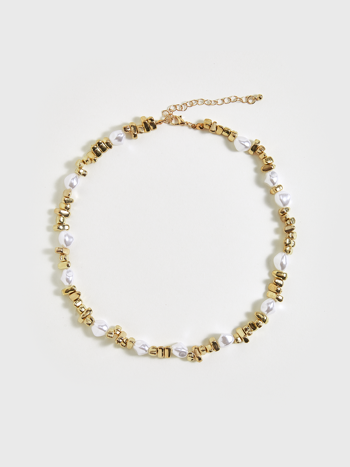 Pearl & Gold Beaded Choker Necklace-Chicvia