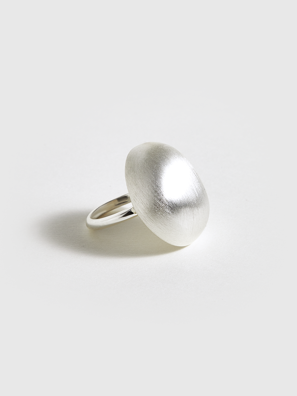 Matte Silver Oval Dome Ring-Chicvia