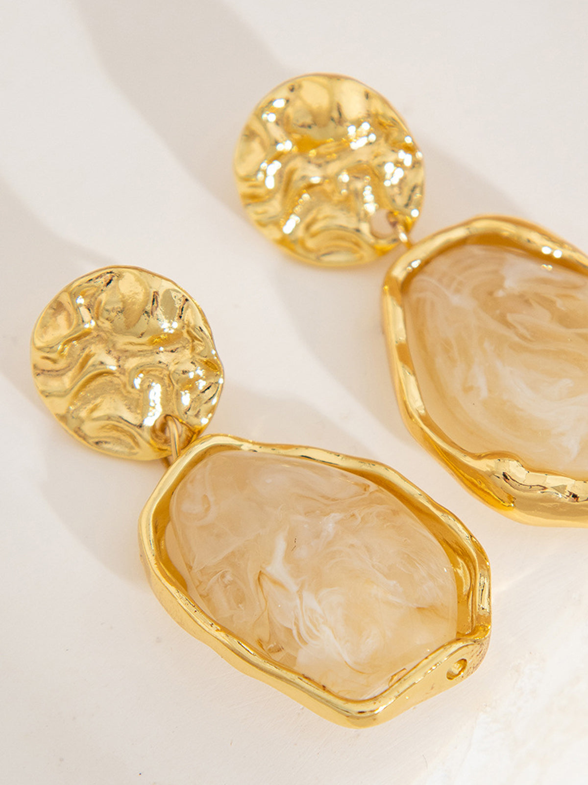 Golden Irregular Stone Earrings-Chicvia