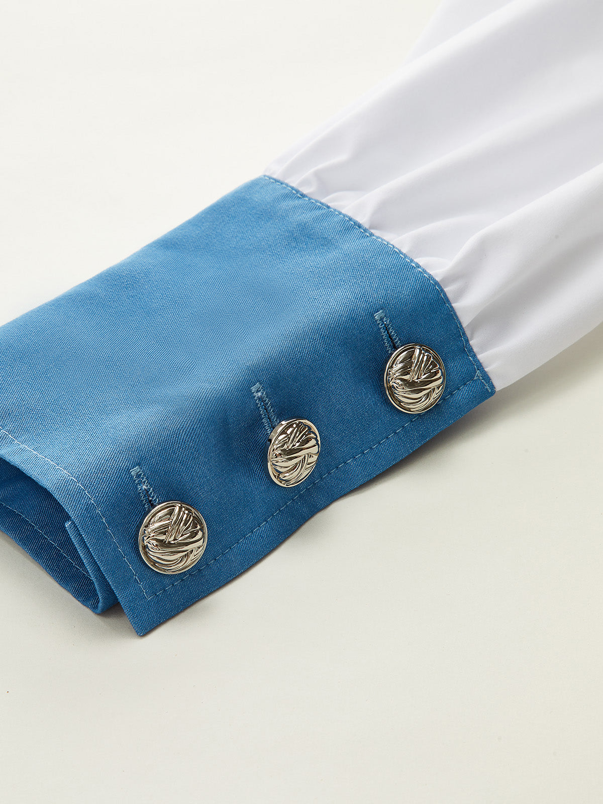 Contrast Panel Button Shirt Dress-Chicvia