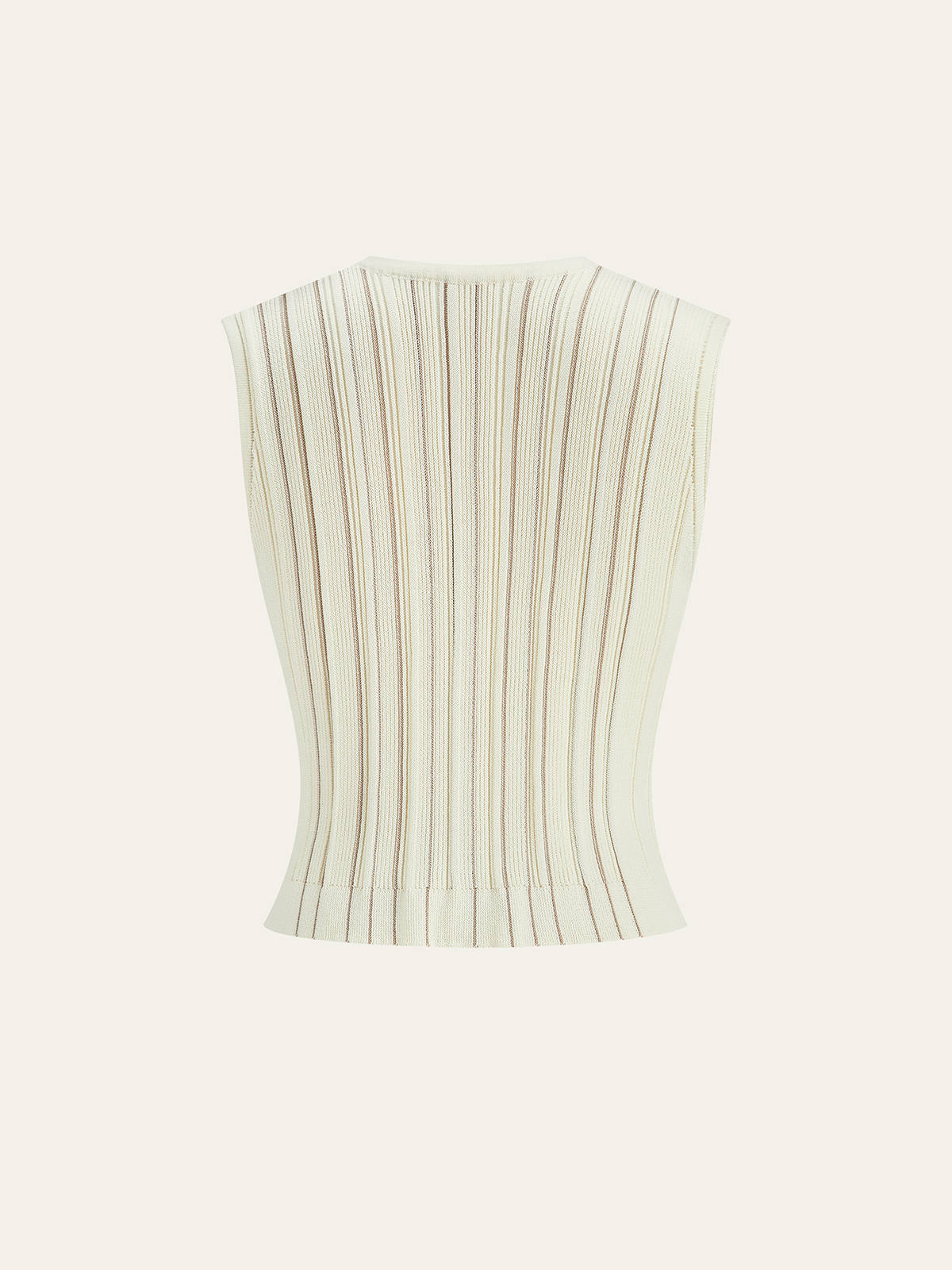 Metal Button Striped Knit Vest-Chicvia