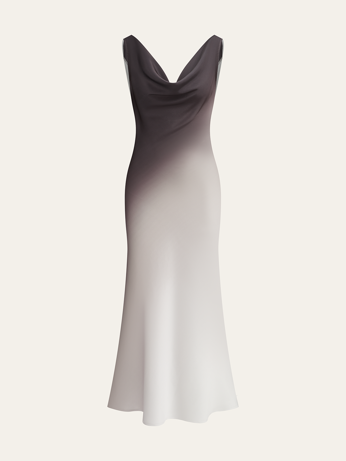 Ombre Satin Cowl Neck Maxi Dress-Chicvia