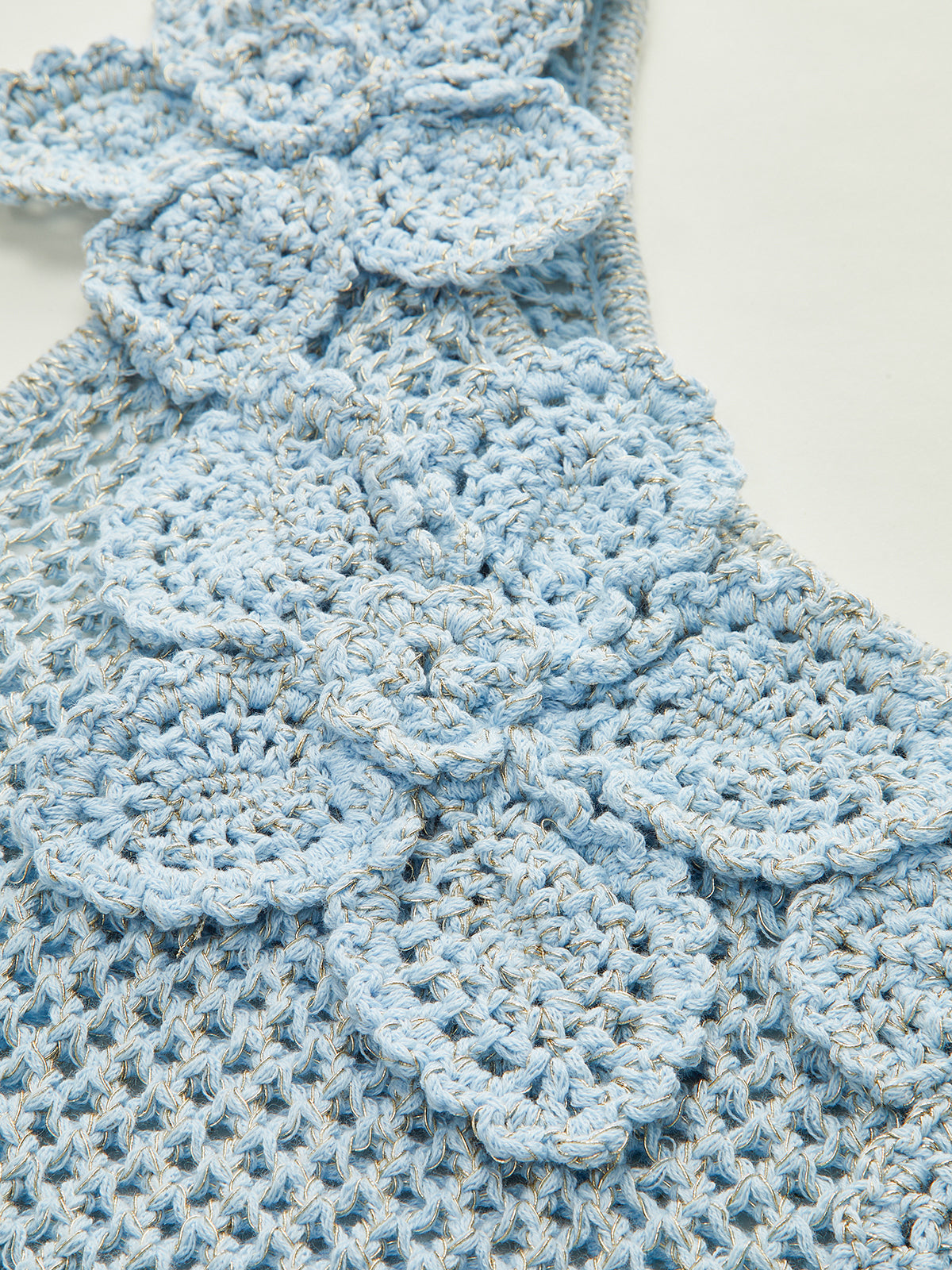 One-Shoulder Floral Crochet Knit Top-Chicvia