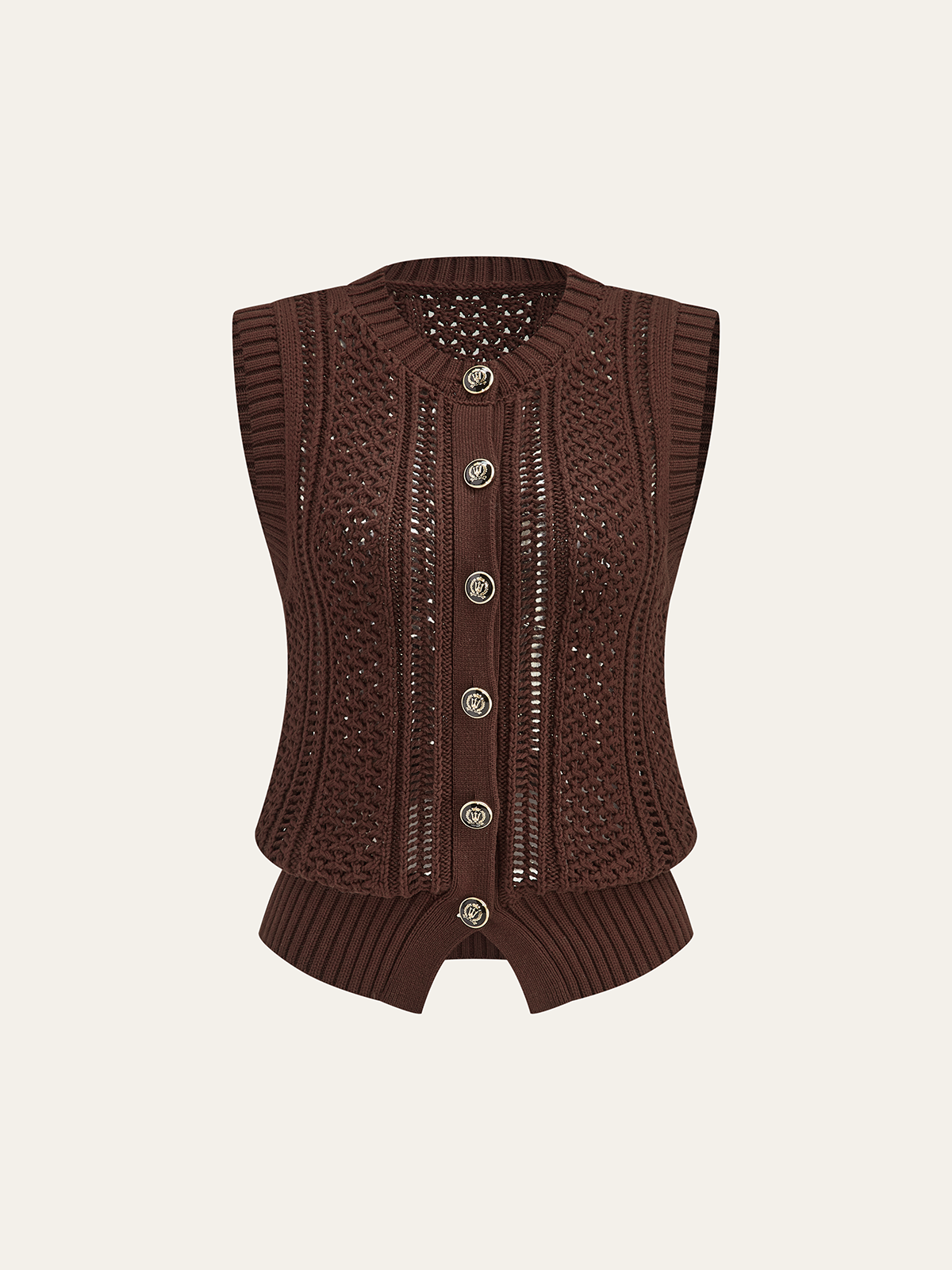 Button Front Sweater Vest-Chicvia