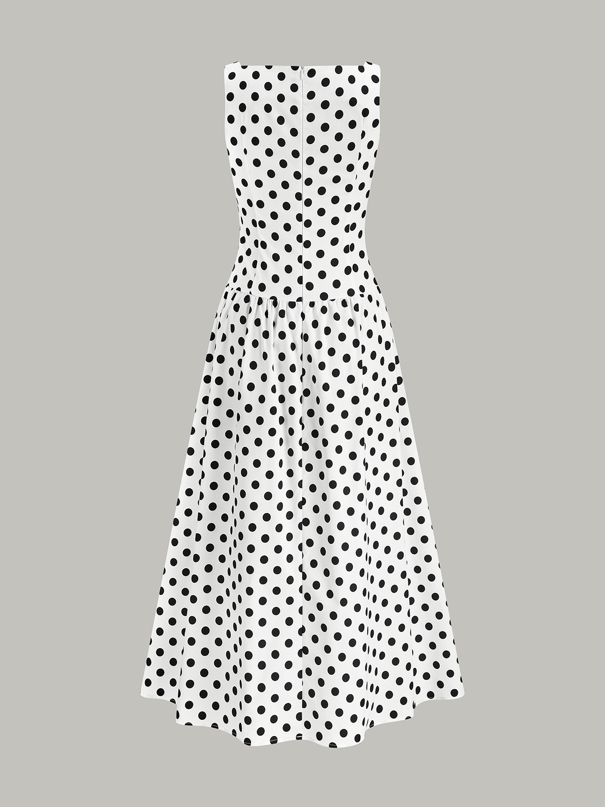 Polka Dot Sleeveless Midi Dress-Chicvia