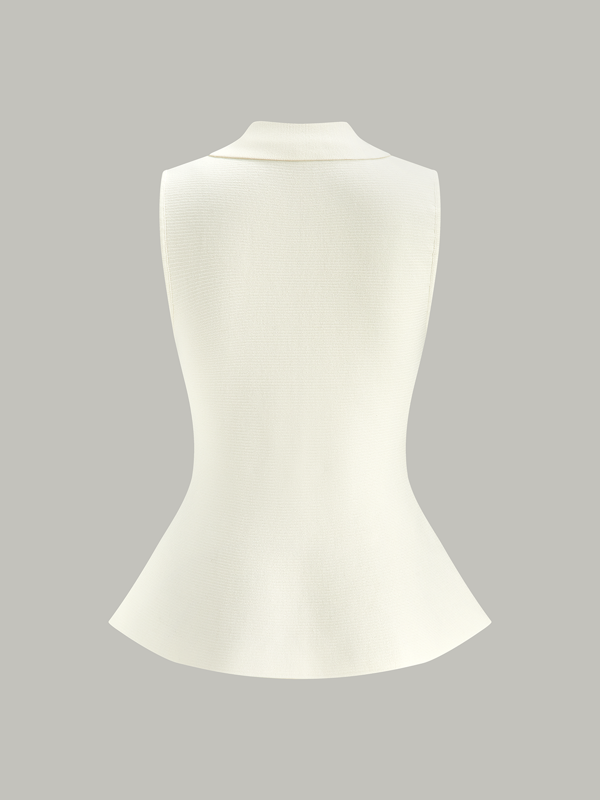 Metal Button Knit Peplum Top-Chicvia