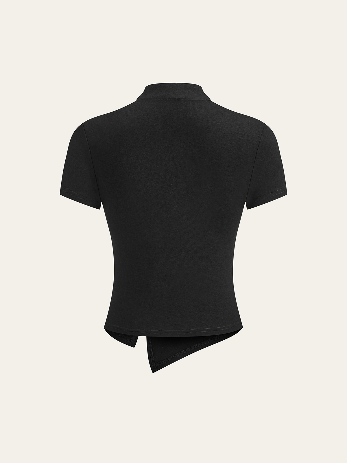 Metal Butterfly Detail Asymmetric Ruched Top-Chicvia