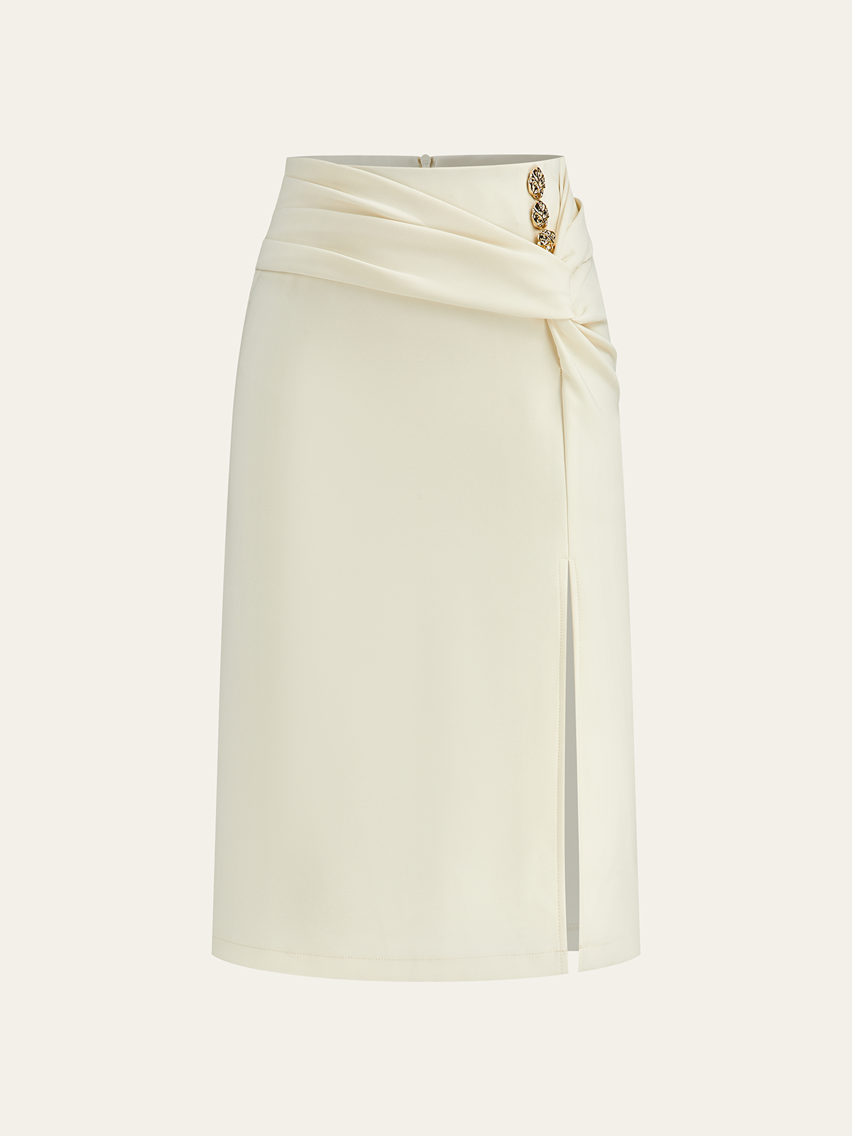 Metal Detail Slit Midi Skirt-Chicvia