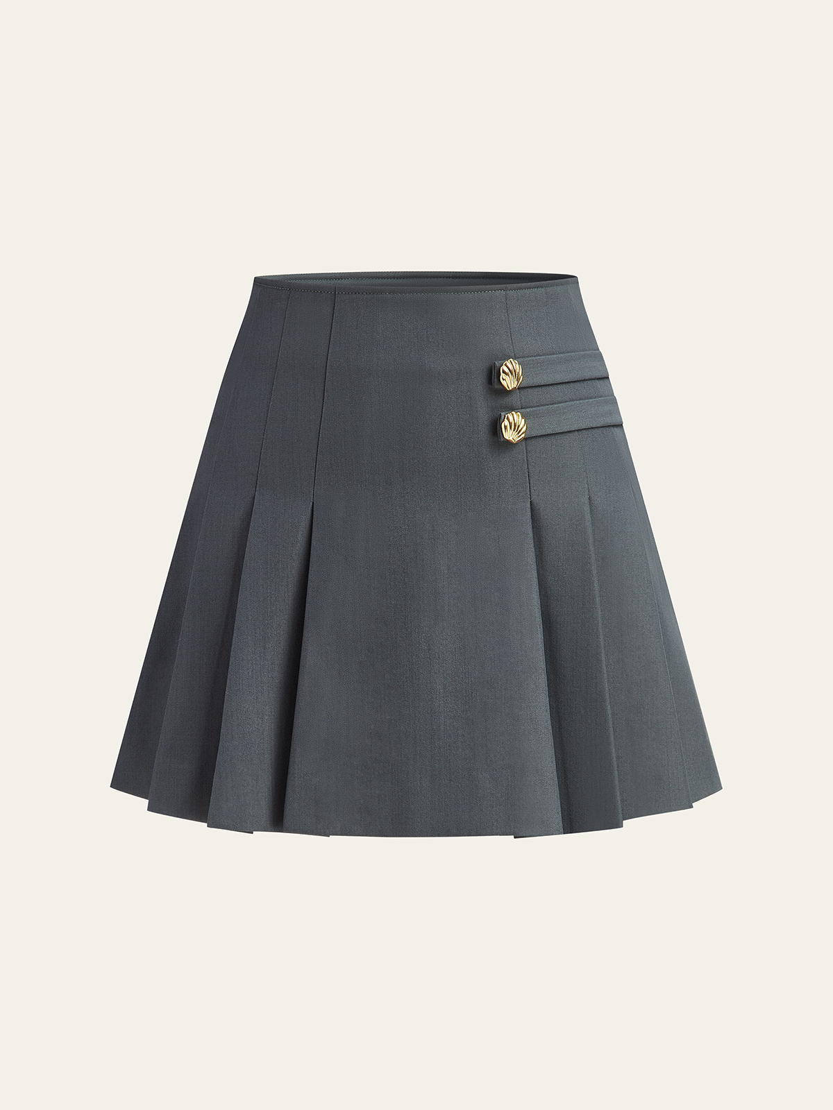 Metal Detail Pleated Mini Skirt-Chicvia