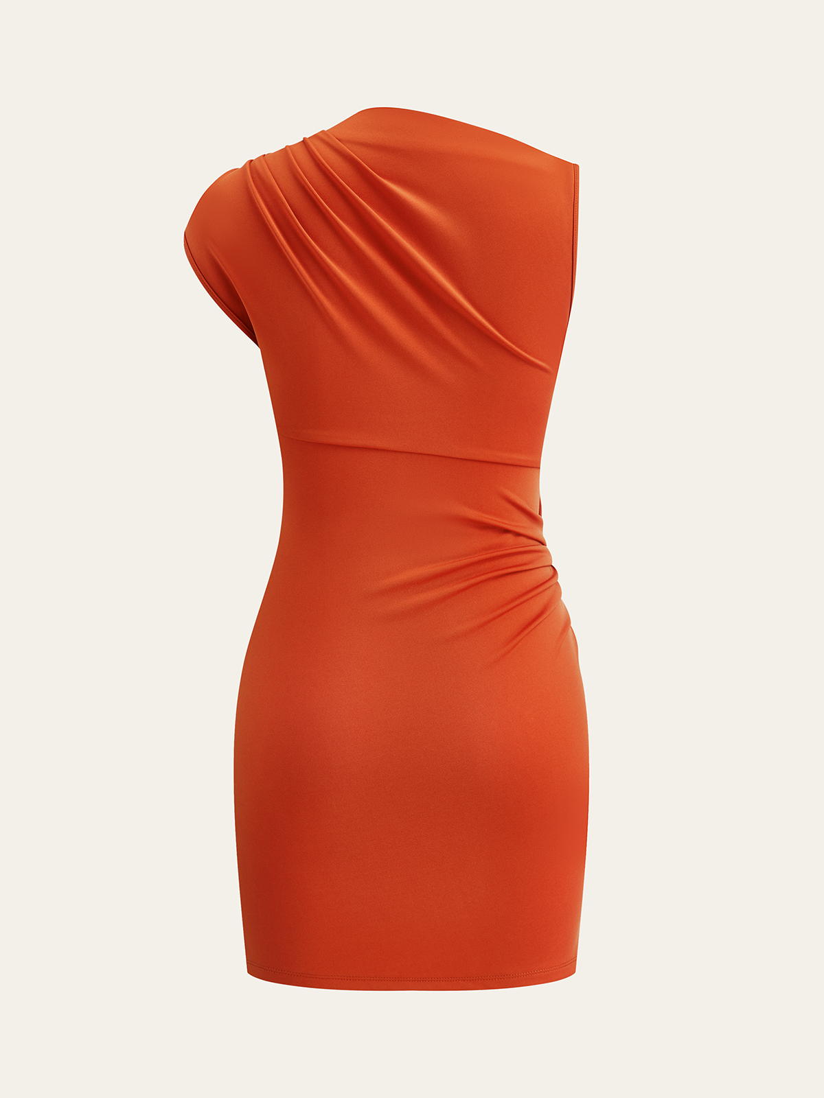 Metal Detail Asymmetric Ruched Mini Dress-Chicvia