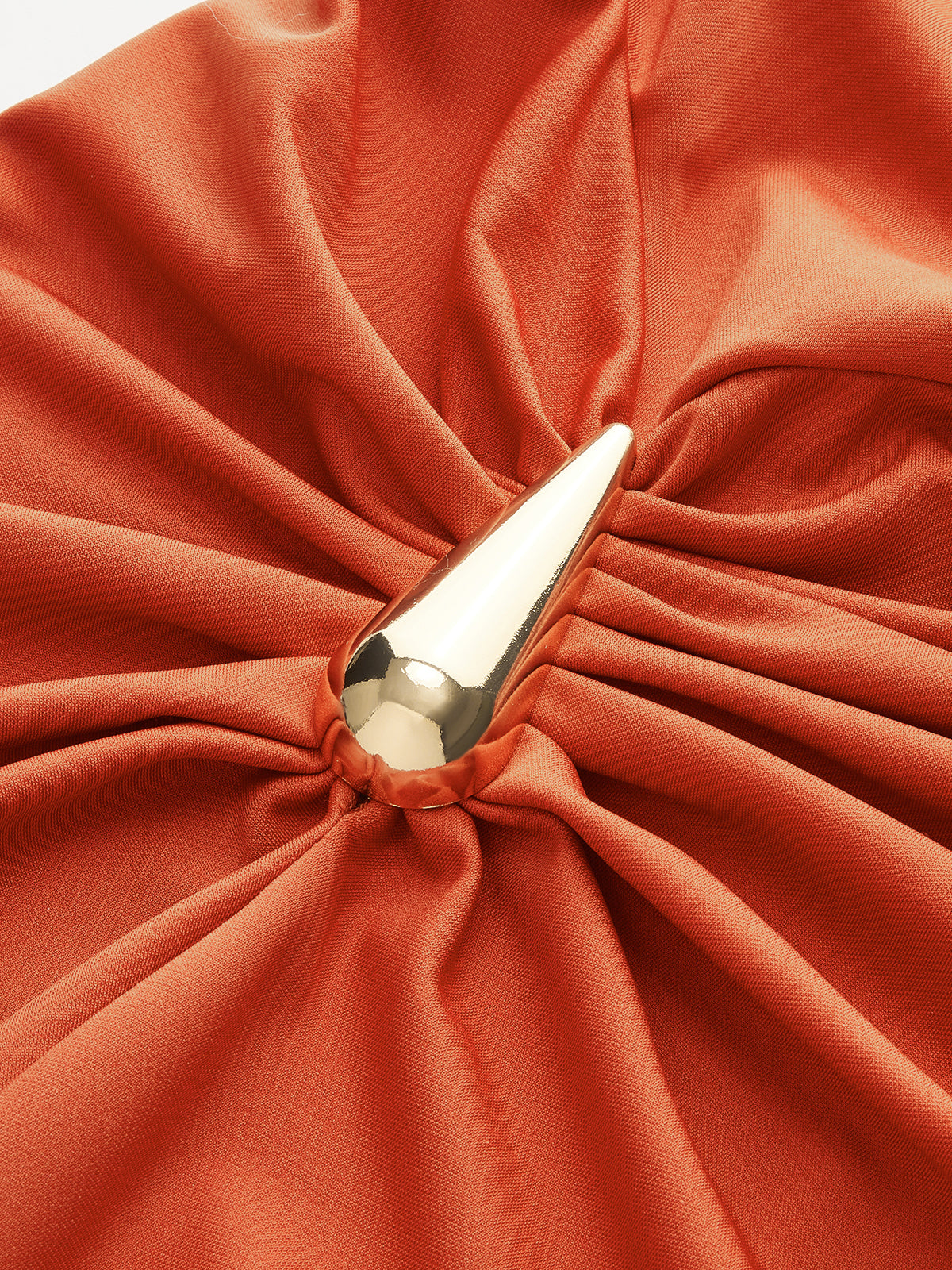 Metal Detail Asymmetric Ruched Mini Dress-Chicvia