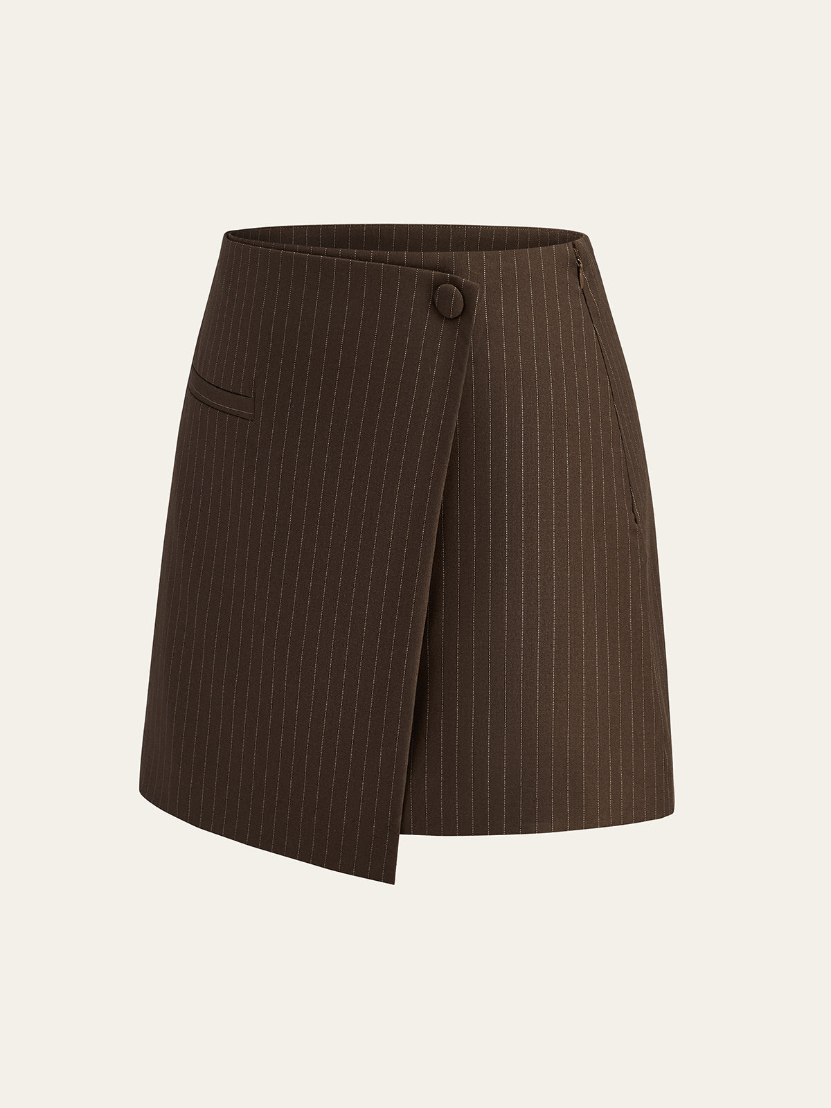 Pinstripe Wrap Mini Skirt-Chicvia