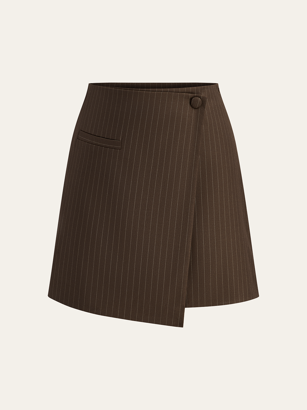 Pinstripe Wrap Mini Skirt-Chicvia