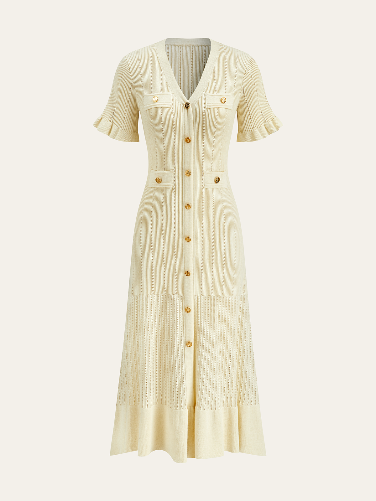 Knit Cardigan Midi Dress-Chicvia