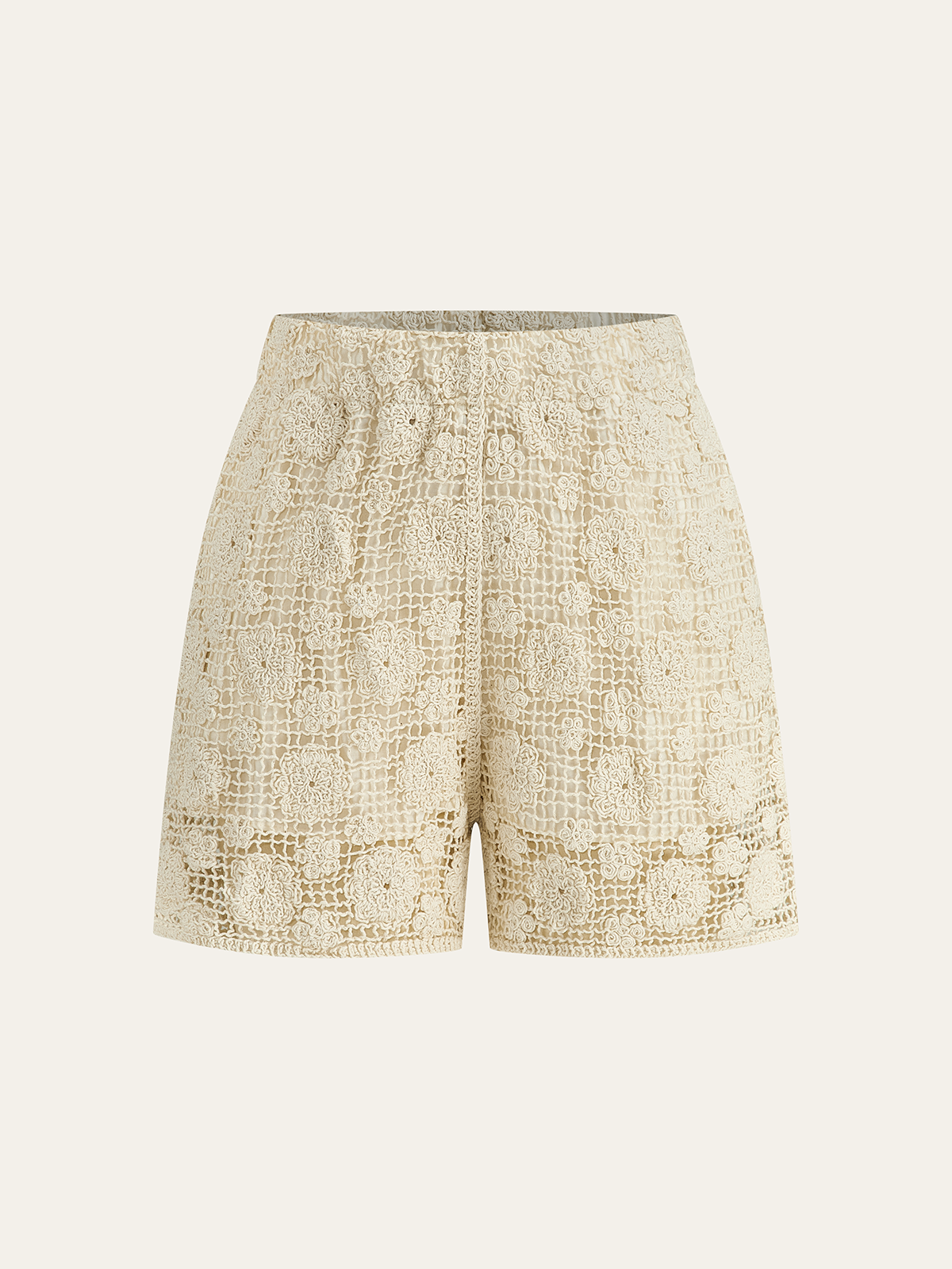 Floral Lace Sleeveless Shorts Set-Chicvia