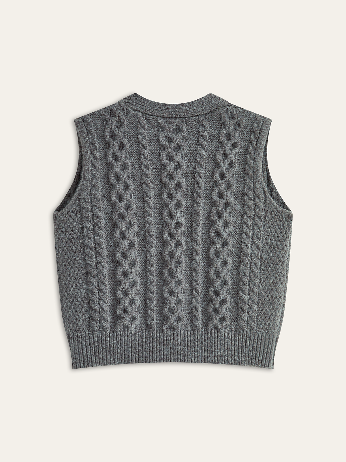 Cable-Knit Sleeveless Sweater Vest-Chicvia