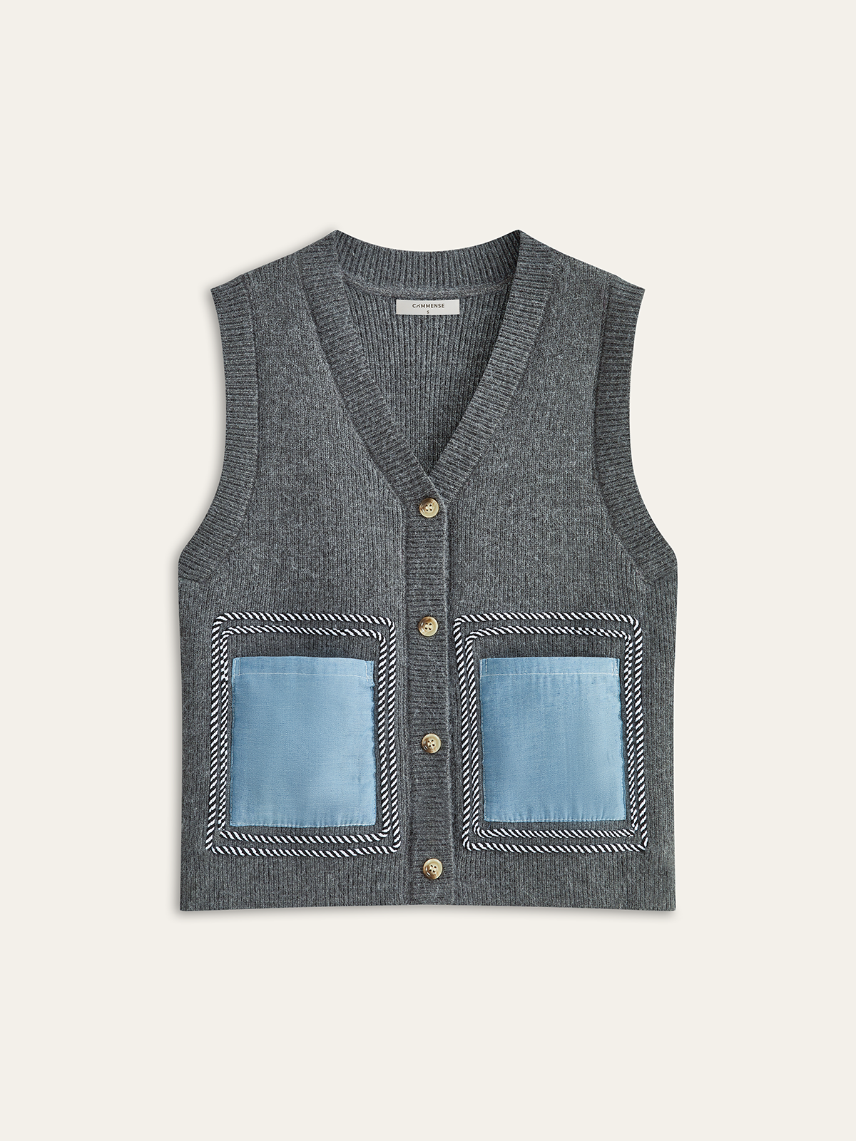 Contrast Stitching Two-toned Sweater Vest-Chicvia
