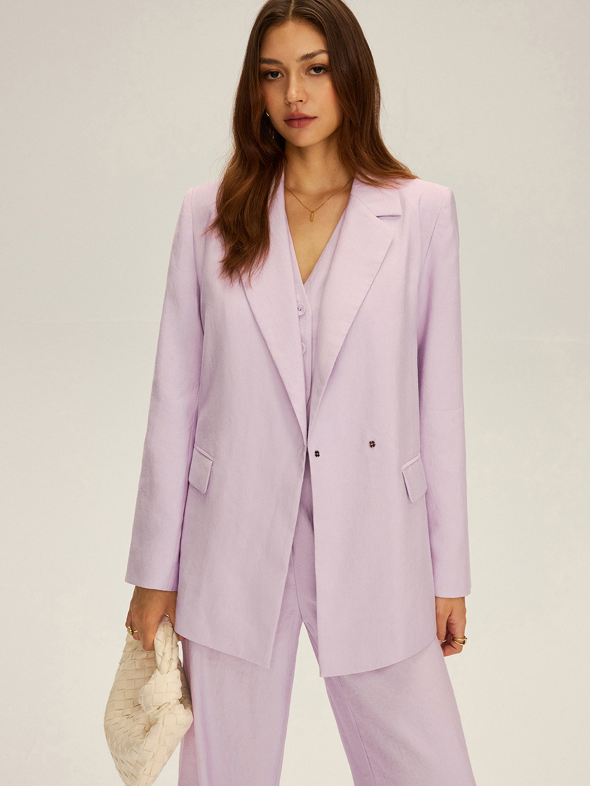 Long Sleeve Belted Blazer-Chicvia