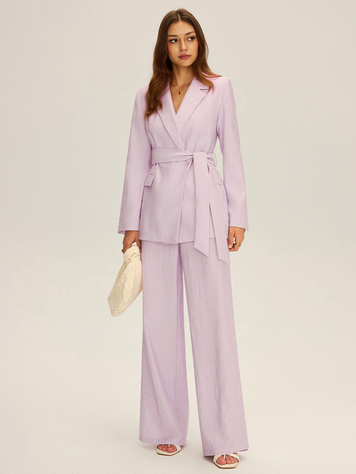 Long Sleeve Belted Blazer-Chicvia