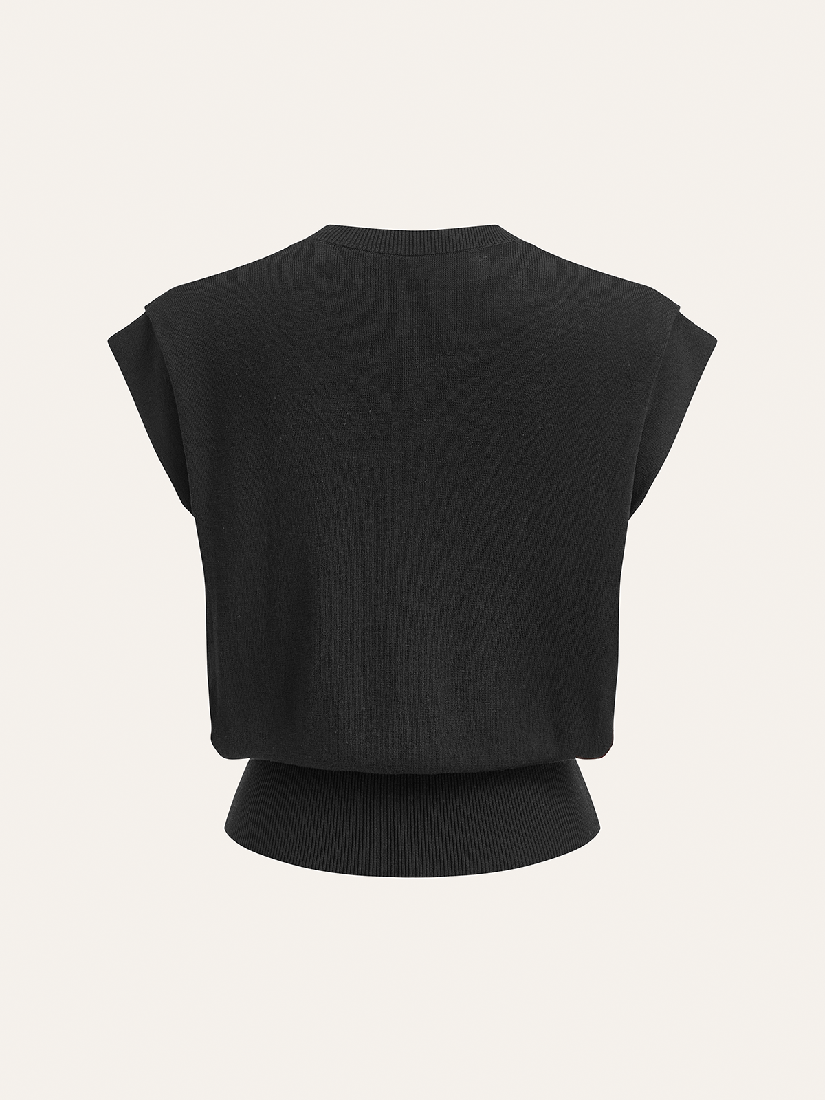 Cap Sleeve Button Cinched Knit Top-Chicvia
