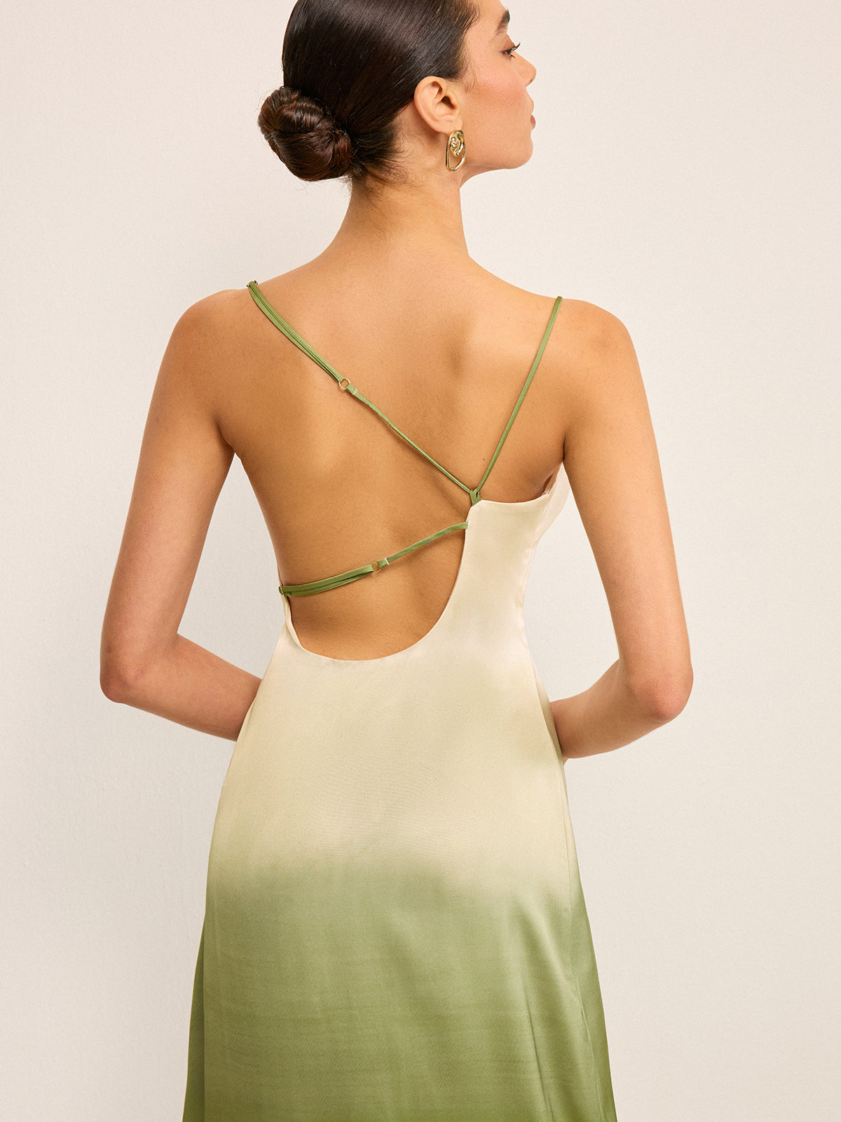 Gradient Asymmetrical Strap Maxi Dress-Chicvia