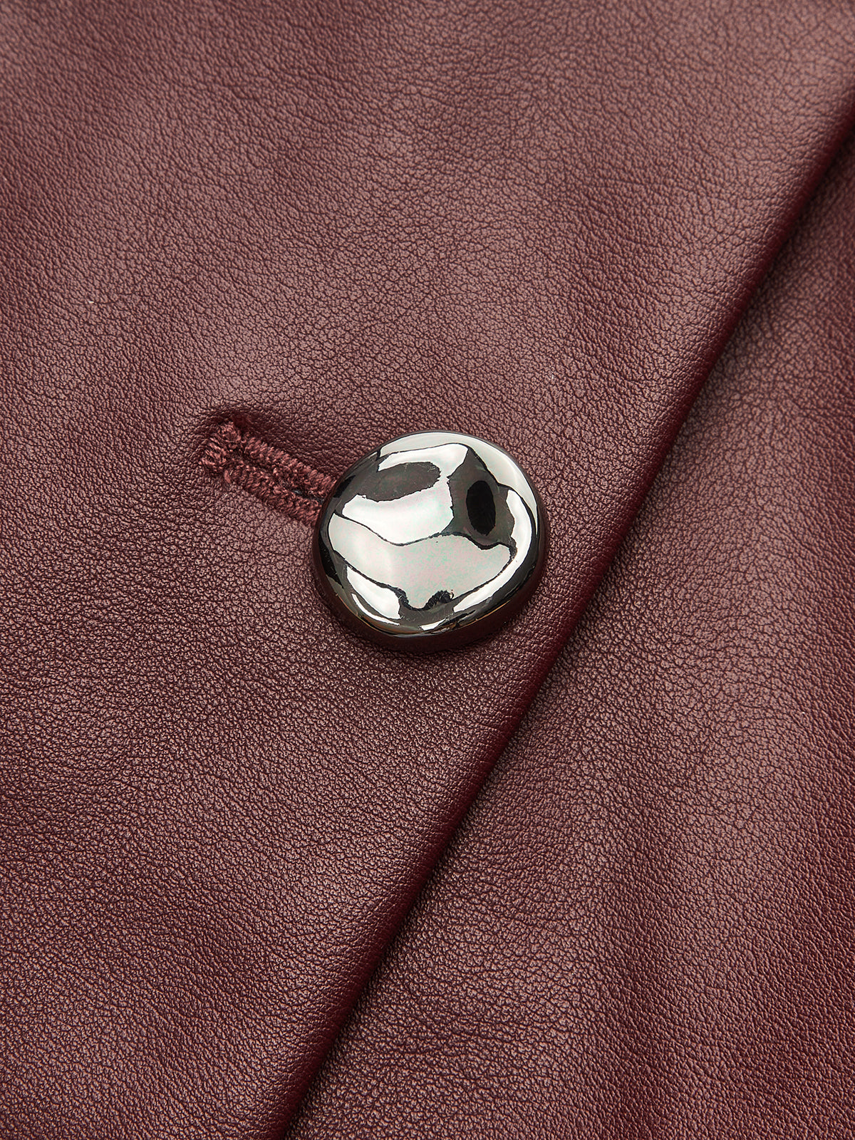 Faux Leather Metal Button Vest-Chicvia