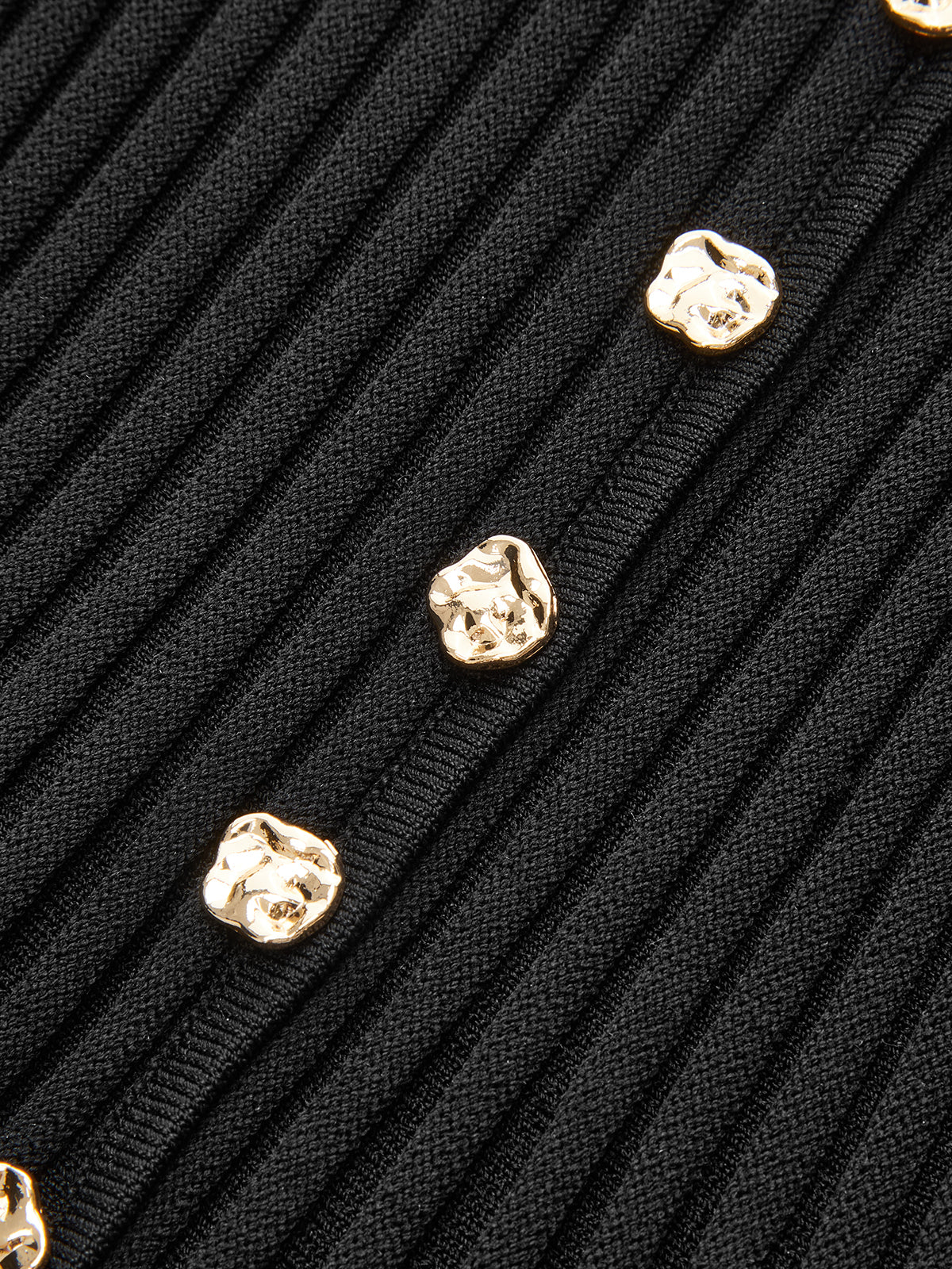 Mesh Panel Ribbed Knit Top-Chicvia