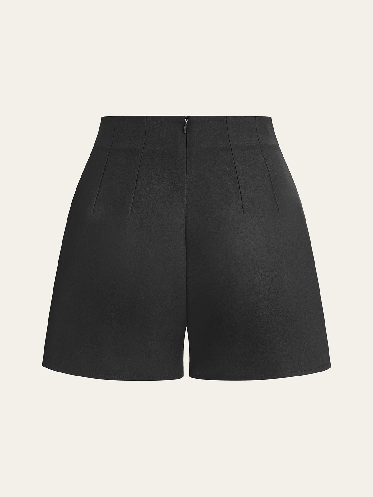Mid-Waisted Pleated Shorts with Metal Button-Chicvia