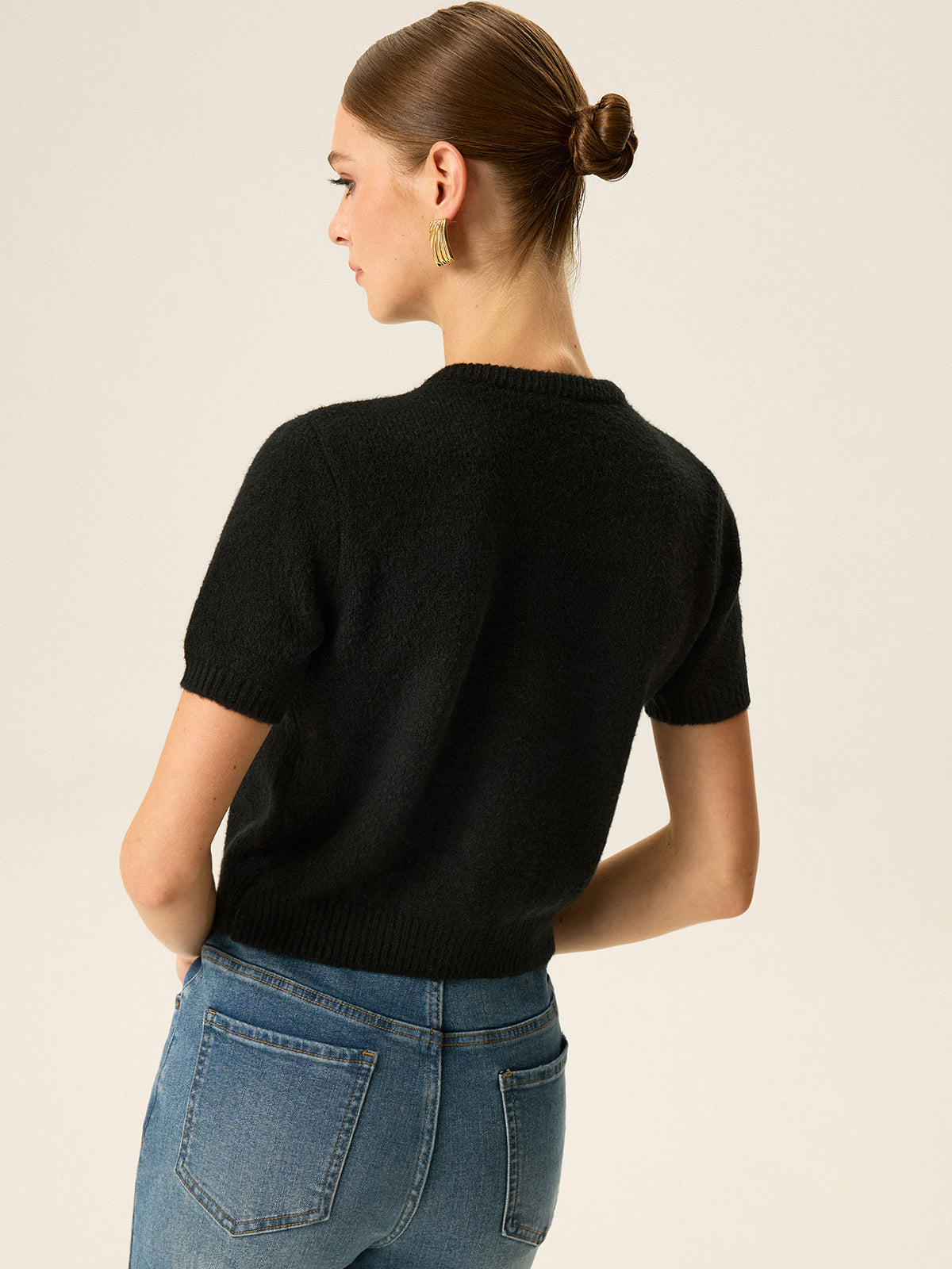 Metal Detail Knit Cardigan-Chicvia