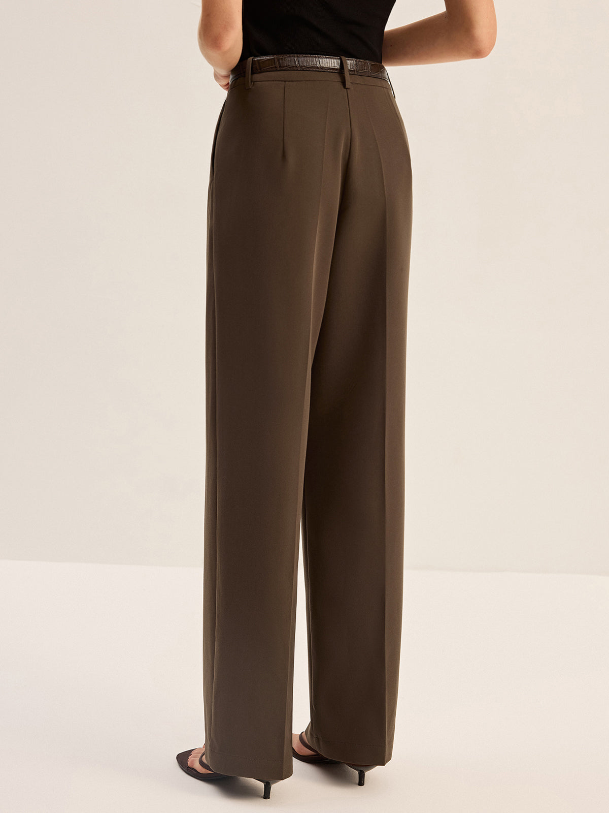 High-Waisted Pleated Pants-Chicvia