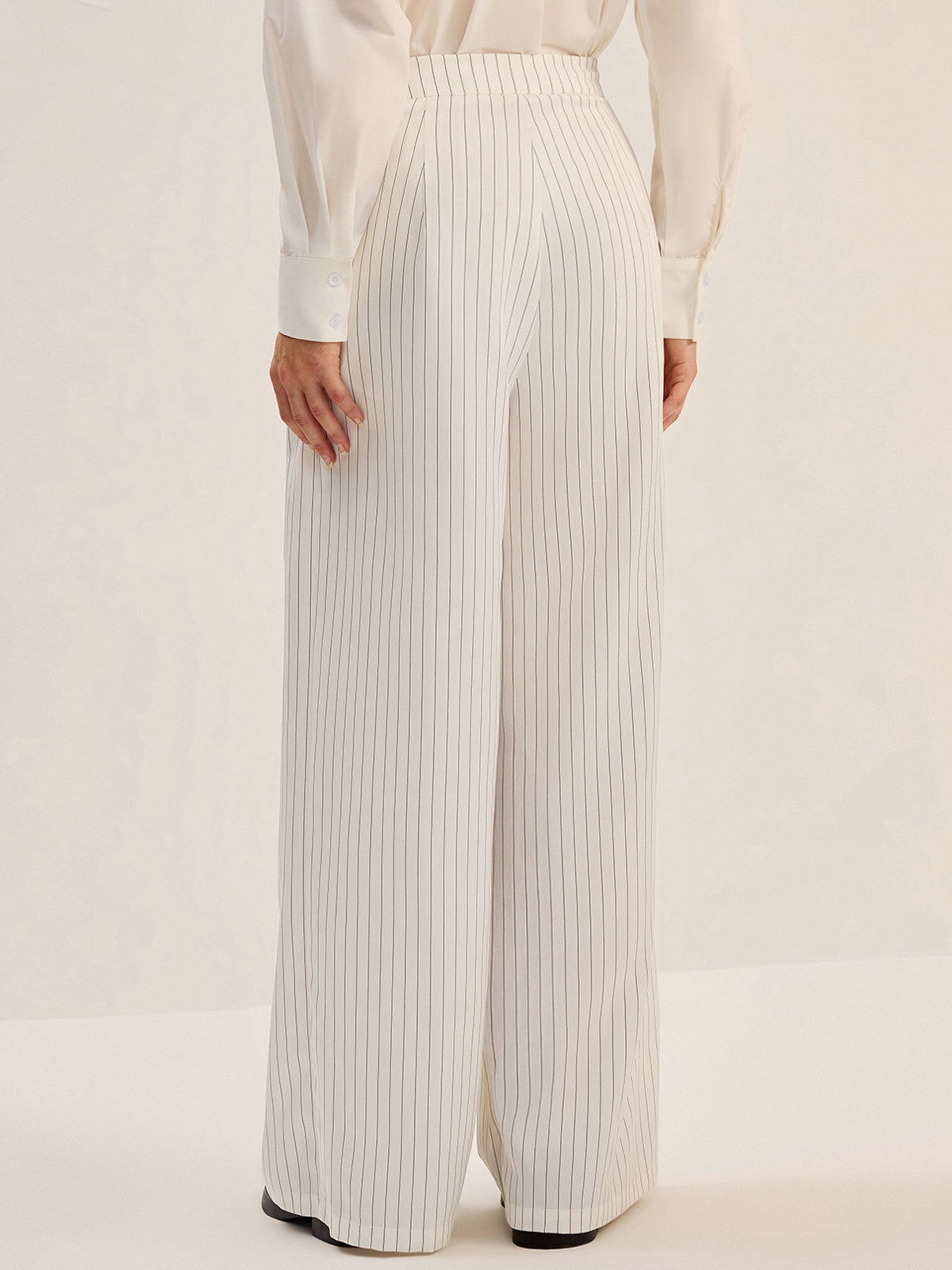 Pinstripe Wide-Leg Pants-Chicvia