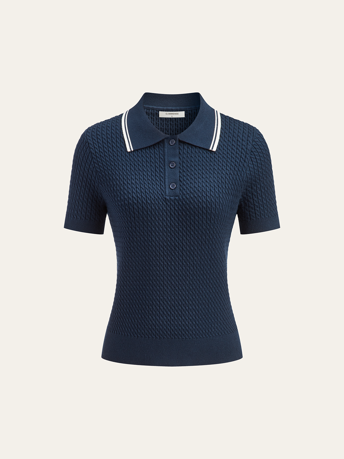 Plisse Lapel Knit Top-Chicvia