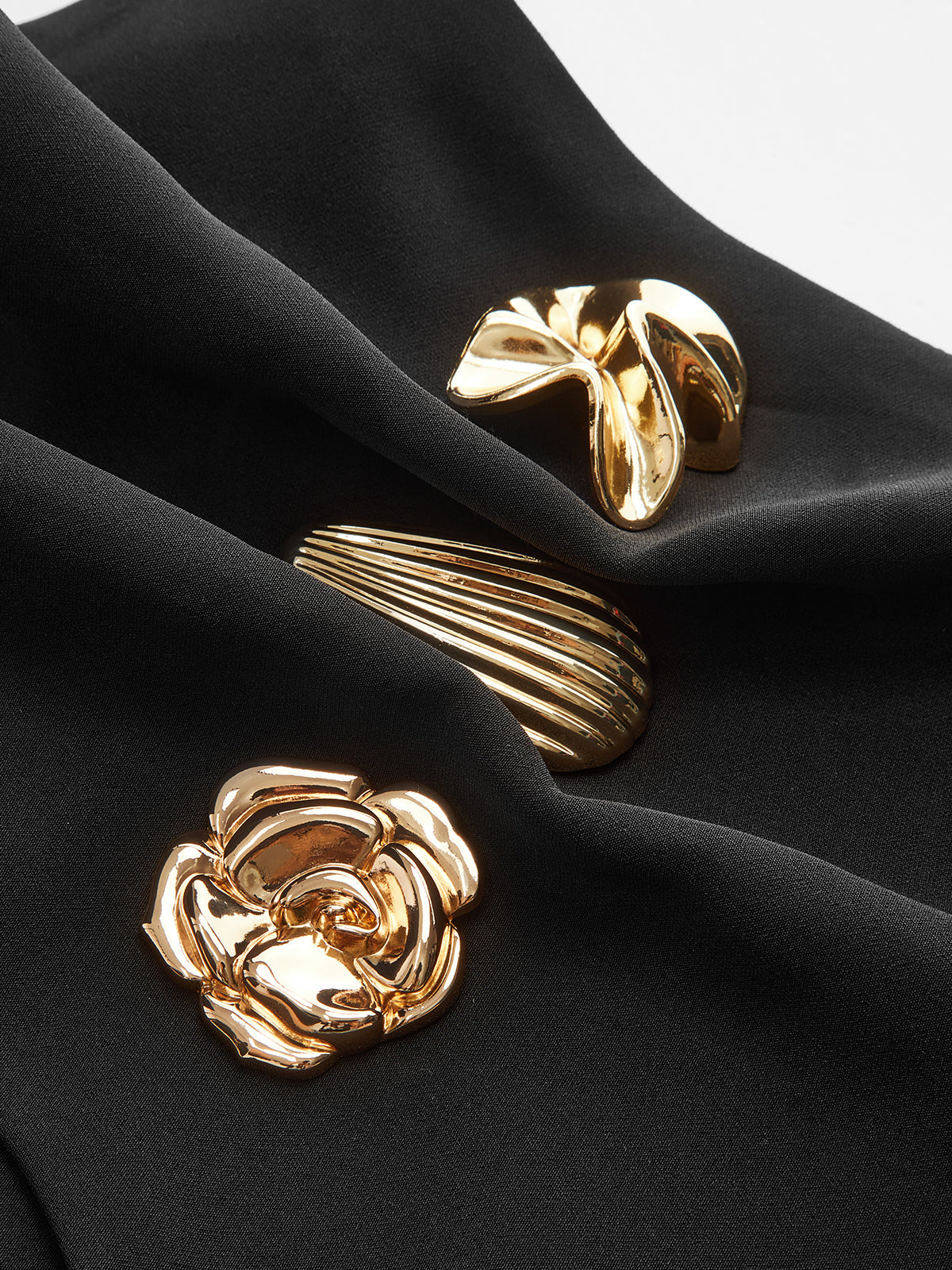 Metal Detail Asymmetric Midi Skirt-Chicvia