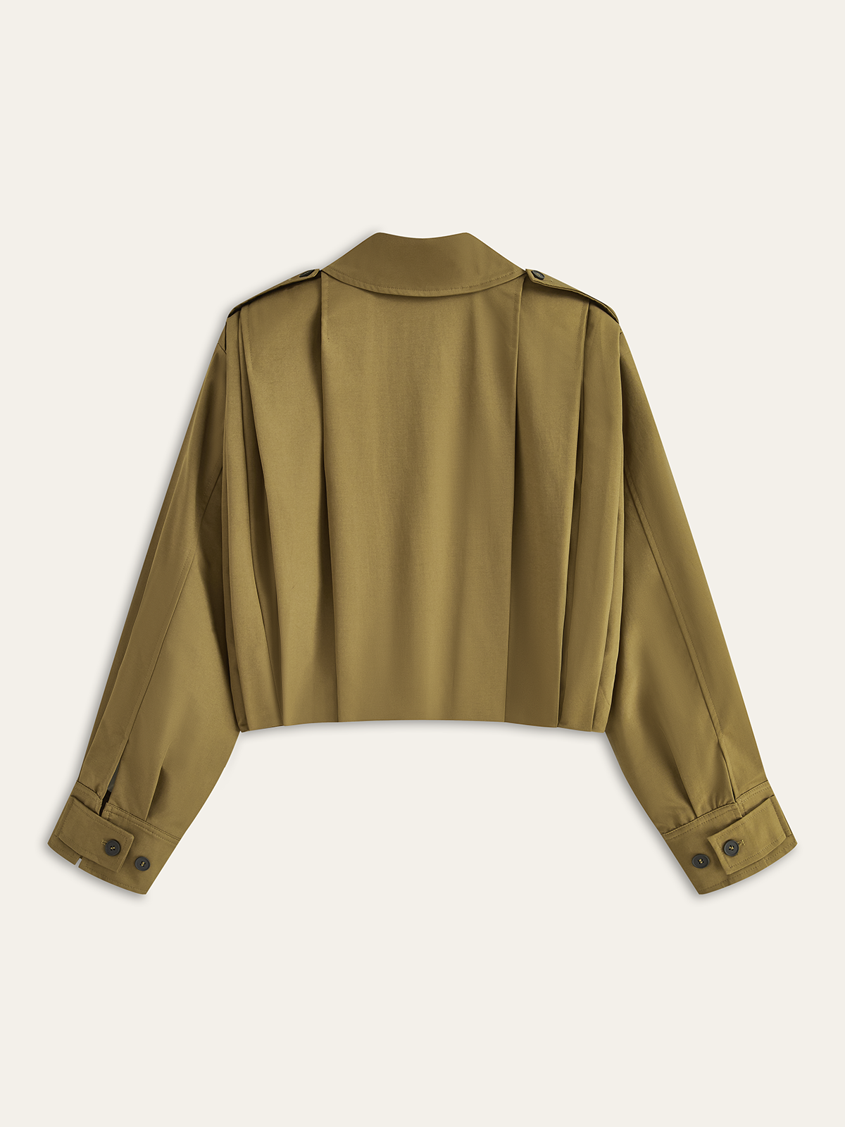 Pleated Cropped Trench Coat-Chicvia