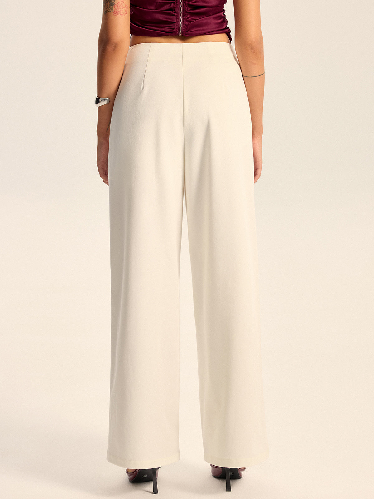 Mid-Waisted Wide-Leg Pants-Chicvia