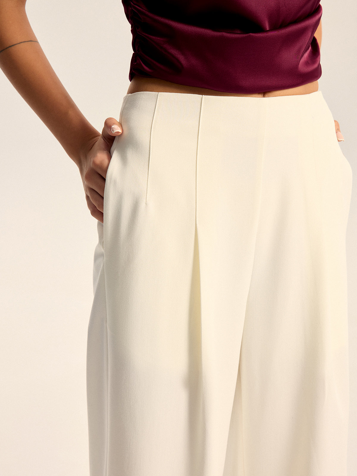 Mid-Waisted Wide-Leg Pants-Chicvia
