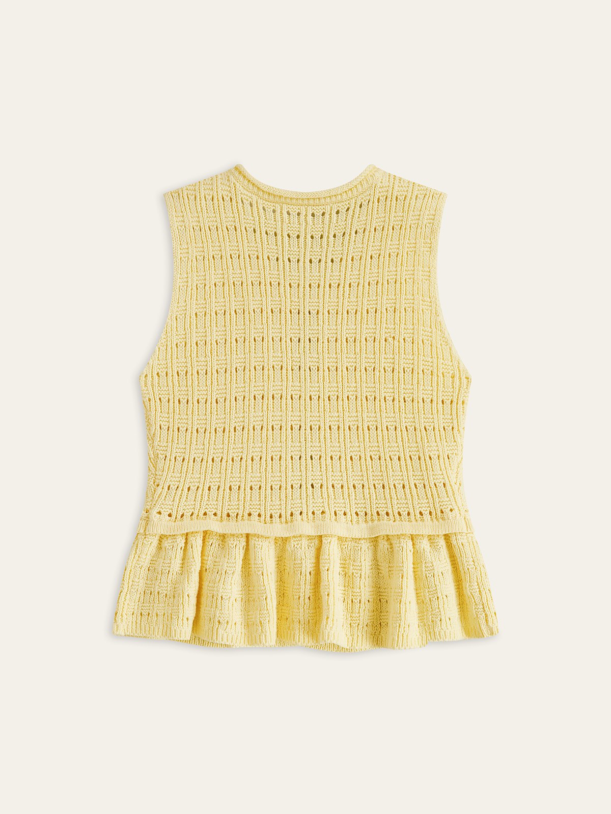 Metal Detail Knitted Peplum Vest-Chicvia