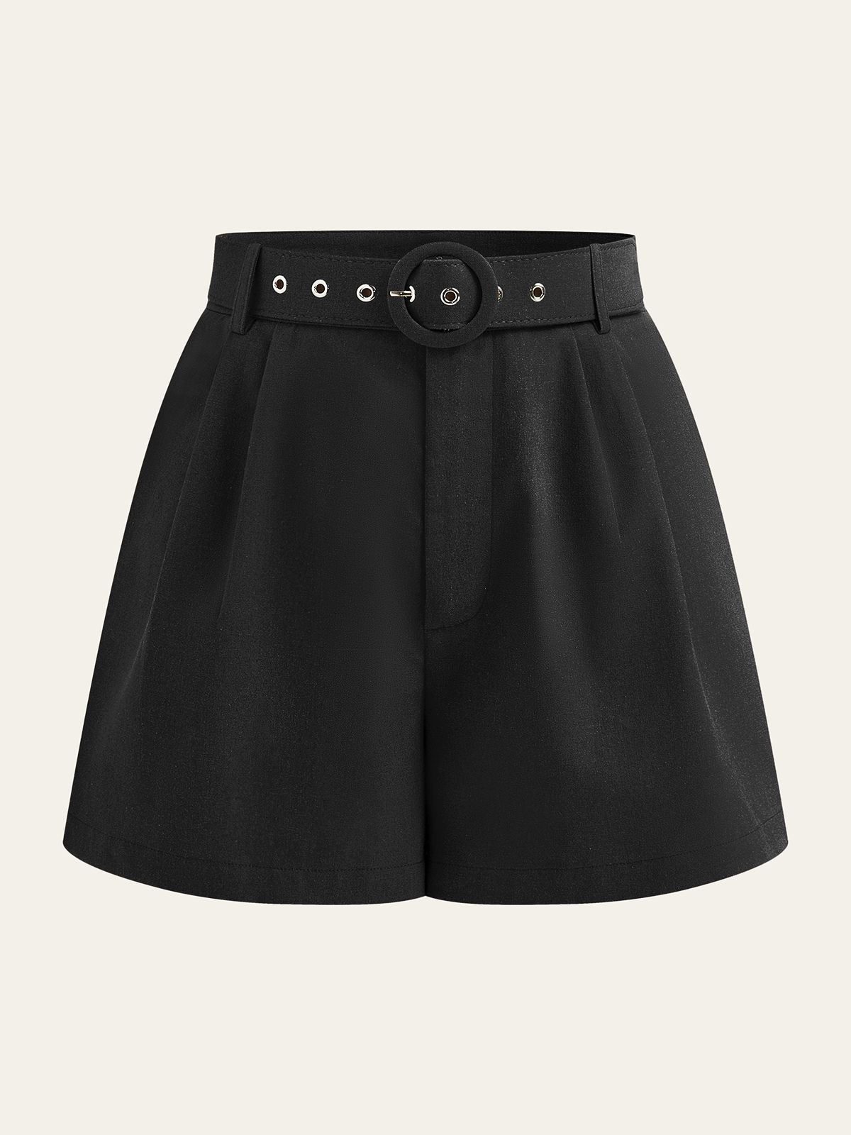 Belted Mid-Waisted Shorts-Chicvia