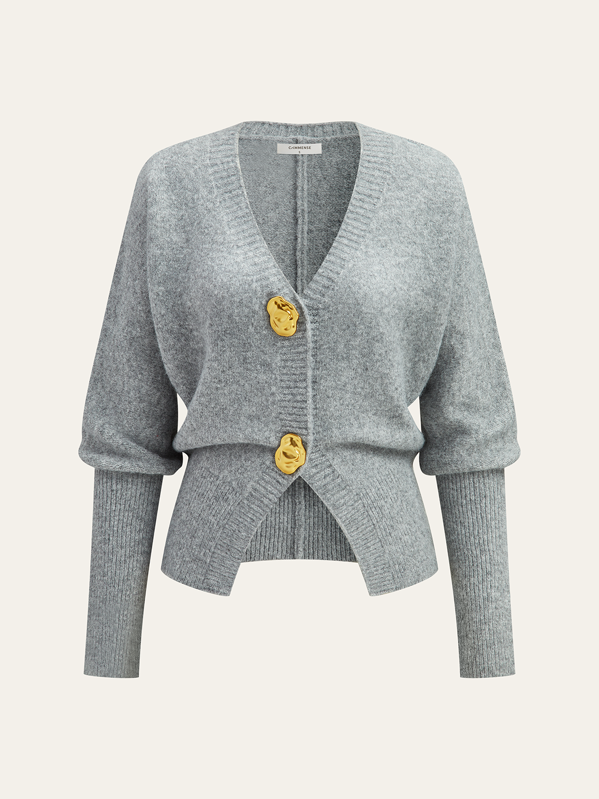 Metal Button Wool Blend Cardigan-Chicvia