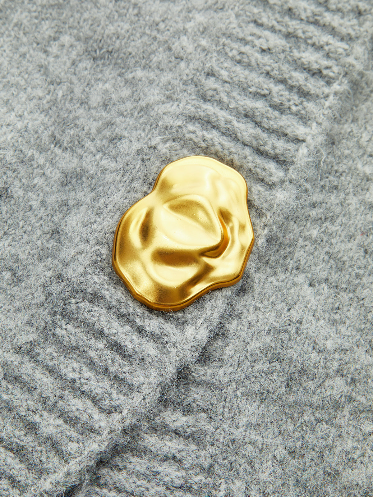 Metal Button Wool Blend Cardigan-Chicvia