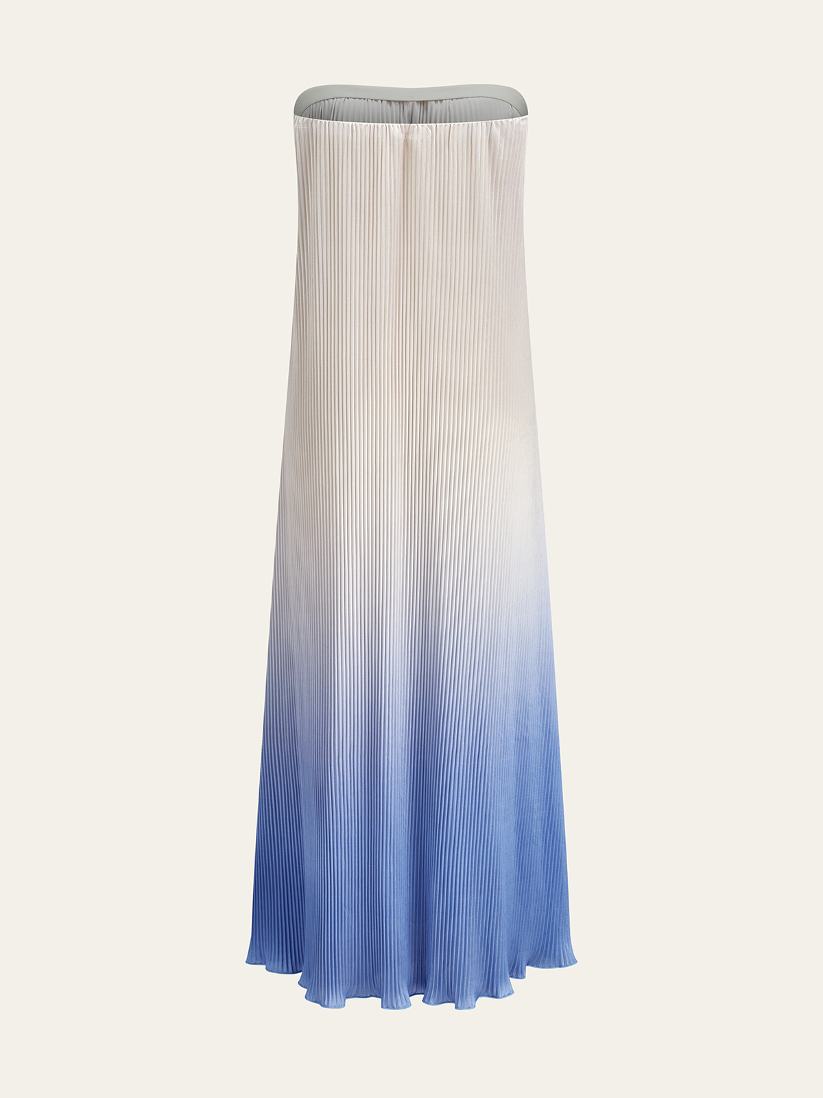 Floral Print Gradient Strapless Pleated Maxi Dress-Chicvia