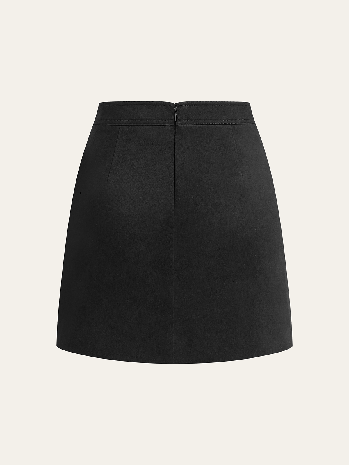 Metal Detail Asymmetric Hem Mini Skirt-Chicvia