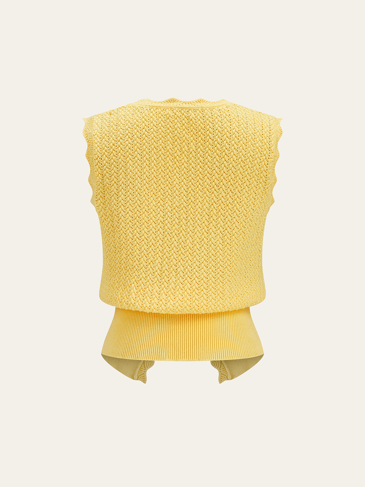 Metal Detail Scallop Trim Knit Vest-Chicvia