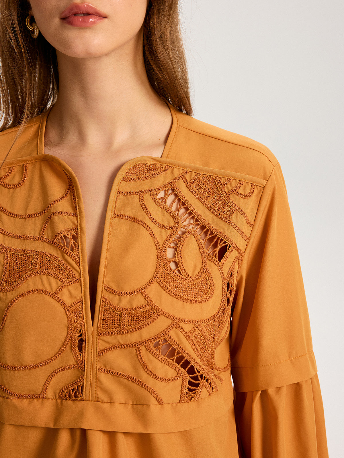 Cut-Out Embroidered Top-Chicvia